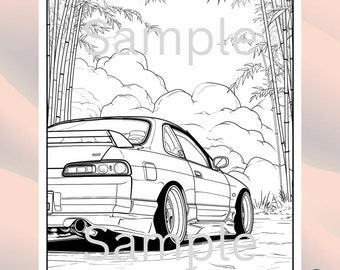 クラシック JDM カーぬりえブック Vol. 1 | 全年齢向けの 50 枚の日本