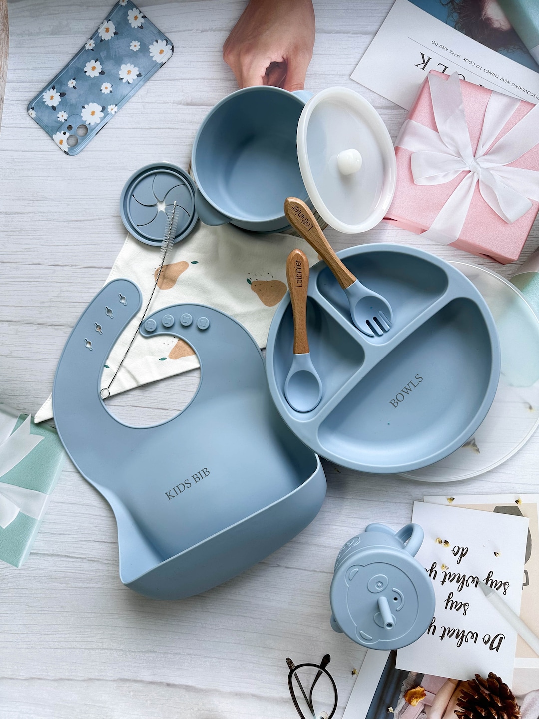 Kids Cutlery and Silicone Bibs Customizable Spoons and Forks Kids