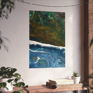 Póster vertical "Donde la tierra se encuentra con el mar", impresión artística mate, April Amrine, decoración de pared, decoración del hogar, arte costero, arte oceánico