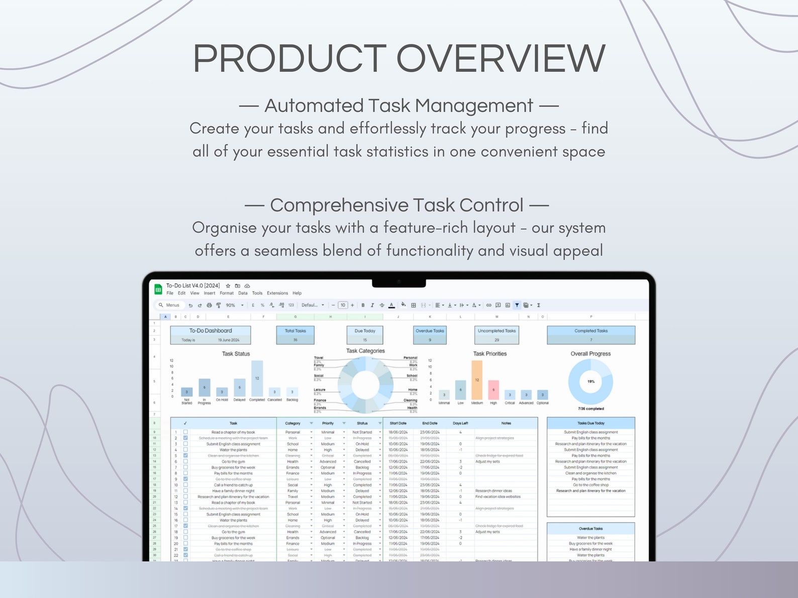 Task Management Spreadsheet Template, Project Tracking Software, to Do ...