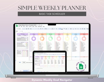 Weekly to Do and Checklist Planner, Google Sheets Template, Simple ...