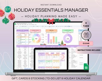 Weihnachtsgeschenk Tracker Tabelle, Urlaubskarten Planer Google Sheets, Geschenkbudget Planer Liste, Weihnachtsbudget Weihnachtsbudget