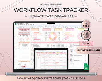 To Do List Task Tracker Spreadsheet Template, Project Dashboard Activity Tracker, Google Sheets Automatic Productivity Planner Checklist