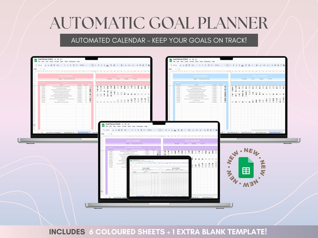 Digital Goal Planner Template, Google Spreadsheet Productivity Tracker ...