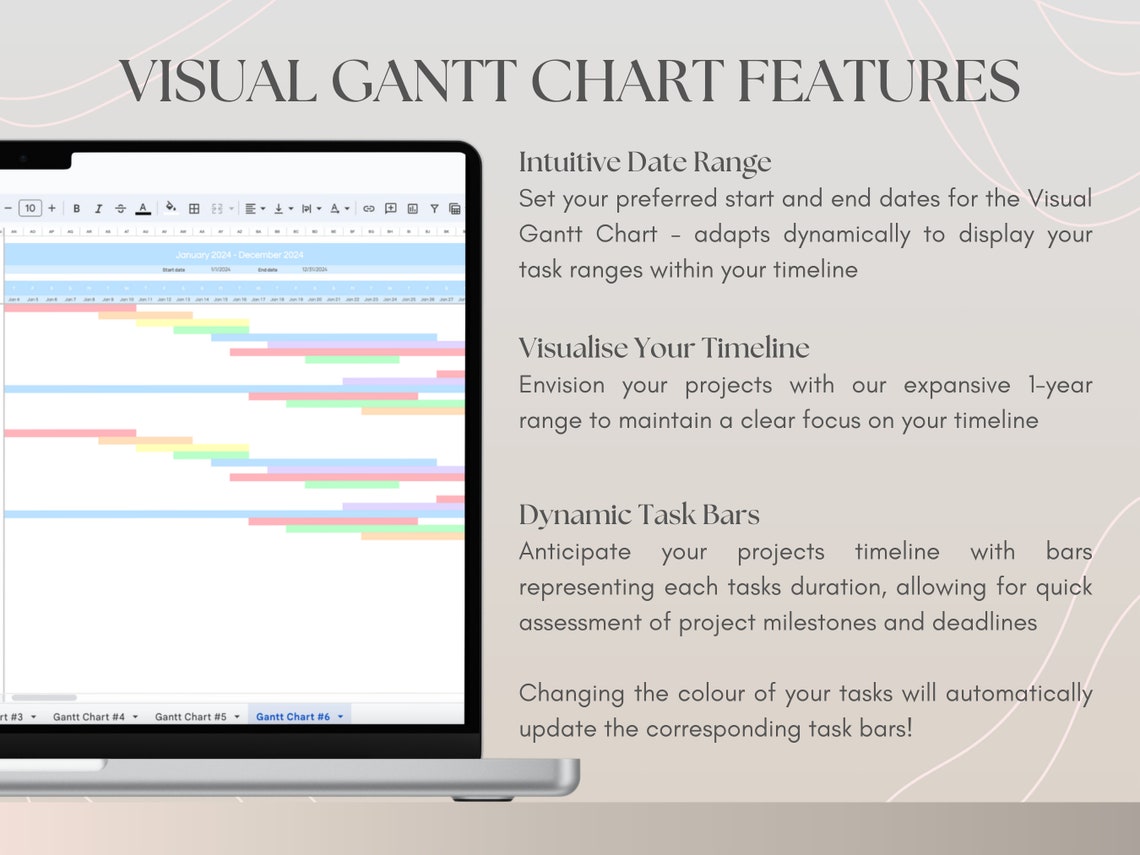 Gantt Chart Google Sheets Template, Project Timeline Management, Task ...