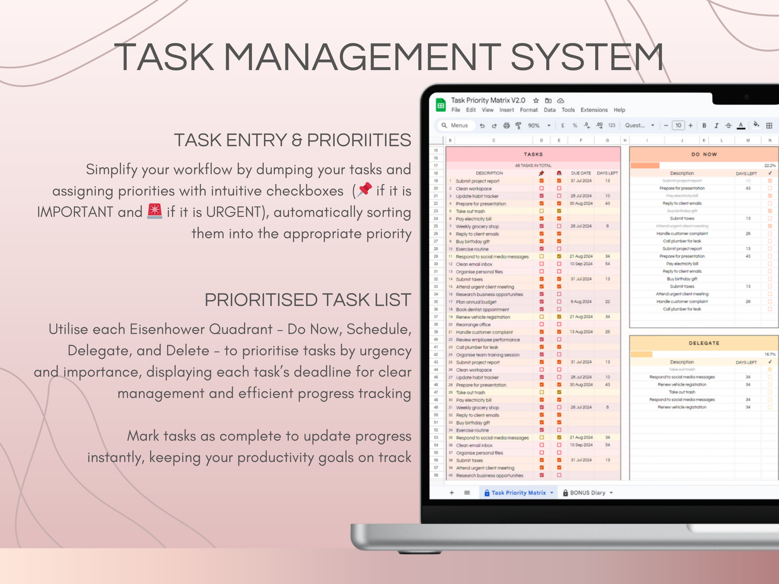 Priority Matrix Spreadsheet, Google Sheets Decision Maker, Eisenhower ...