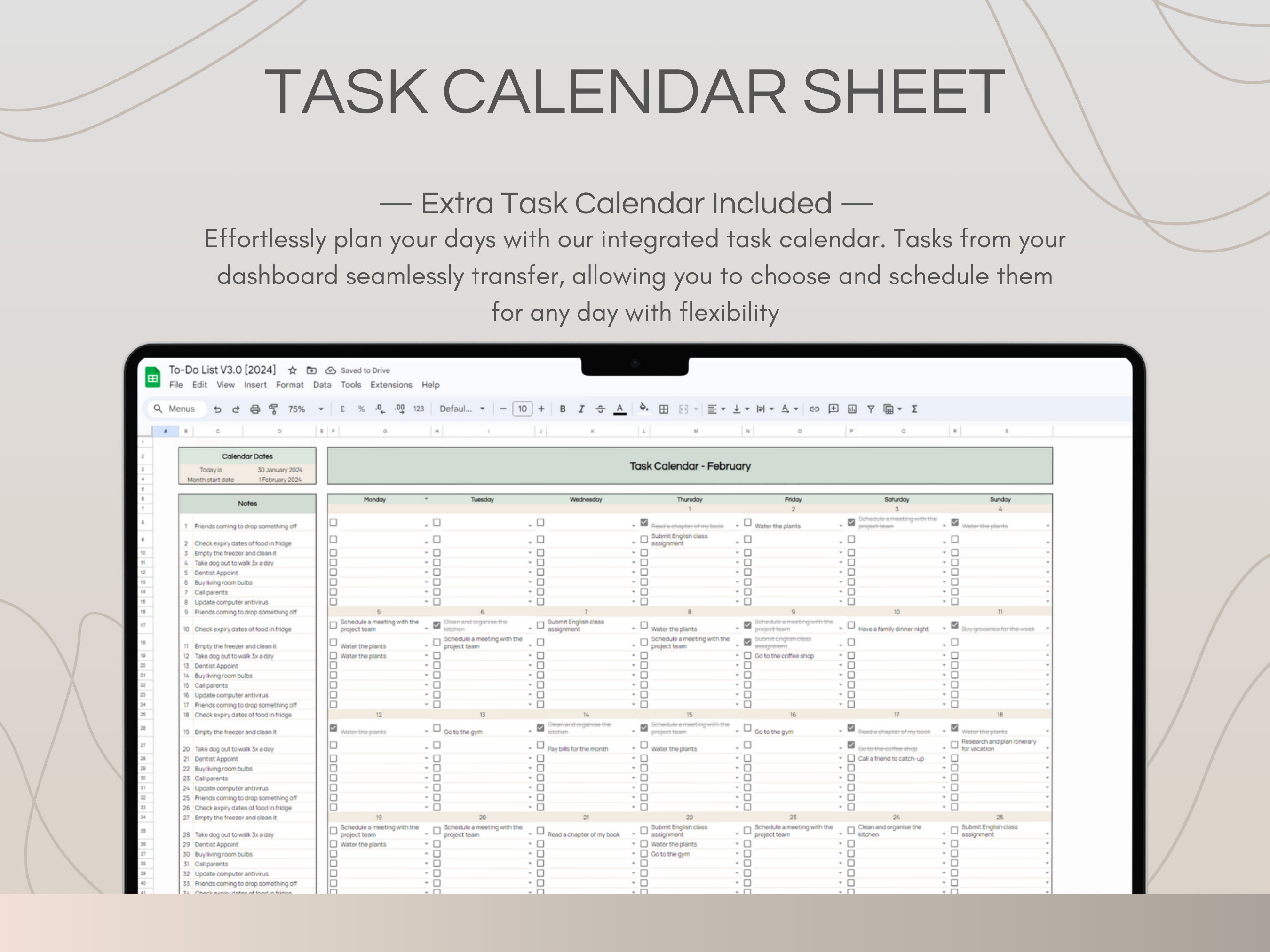 Task Scheduler Spreadsheet Template, Productivity Planner Google Sheets ...