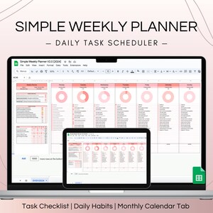 Weekly To do and Checklist Planner, Google Sheets Template, ADHD Executive Dysfunction Daily Routine, Day Planner Spreadsheet, Task Tracker