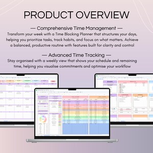 Time Blocking Planner overview: Structure your week, prioritize tasks, track habits, and focus on what matters. With a weekly view to visualize your schedule and remaining time, this planner helps you stay organized and optimize your workflow