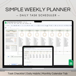 Daily and Weekly Planner Spreadsheet, Executive Dysfunction To do List, Google Sheets Template, Task Schedule, Weekly Schedule, Goal Setting