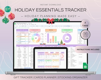 Budget Gift Tracker Spreadsheet, Christmas Present List Google Sheets,  Holiday Planner Cards To-Do List Template, Christmas Stocking Budget