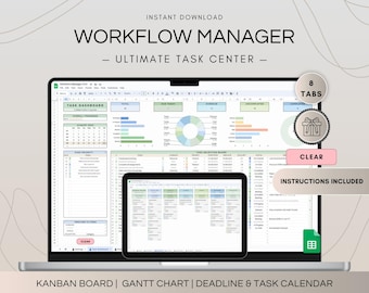 Projectbeheerspreadsheet, kanbanbord en Gantt-diagramsjabloon, Google Spreadsheets-takenlijst-activiteitentracker, taakbeheertracker