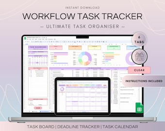 Aufgaben-Tracker-Arbeitstabelle, Google Sheets Aufgabenliste und Terminskalender, digitaler Arbeitsablauf mit Projektmanagement-Dashboard