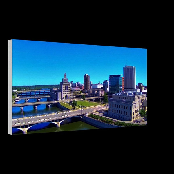 City View Drone Aerial Photo, Wall Art, Landscape Canvas Print, Nature Industrial Wall Hangiing 12x24