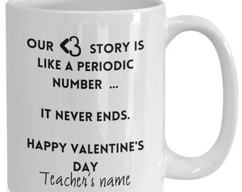 Valentines day gifts for math teacher, personnalized 11oz or 15oz white unique coffee cups for teacher with math quotes, math teacher gifts