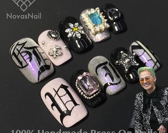 G-Dragonにインスパイアされたプレスオンネイル：K-POPゴシックグラム