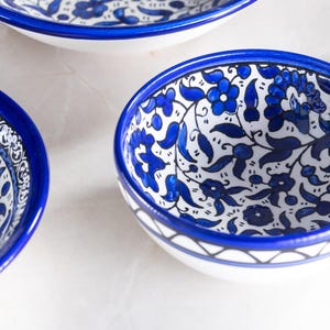 Palestinian Dip Bowls | Hand-Painted Ceramic | Small, Medium, Large | Multicolor & Navy | Made in Palestine | Pottery | Handmade