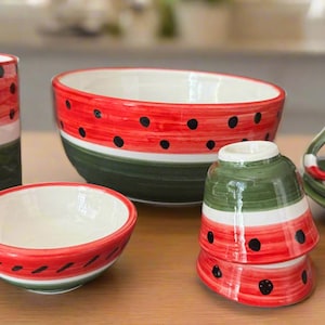 Watermelon Hand-Painted Ceramics – Mug, Coffee Cups, Bowls – Handmade in Jordan | Palestinian Artisans l Pottery Gift | Palestine Solidarity
