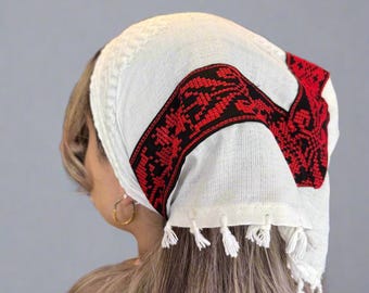 Moderne Kufiyya Bandanas - palästinensische Keffiyeh in ganz schwarz, ganz weiß, beige, Tatreez Designs | Hergestellt in Jordanien von palästinensischen Handwerkern
