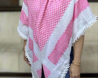 THE BOLD | Green, Pink, Inversed | Premium Keffiyeh | Vibrant Colors | Made in Jordan by Palestinian Artisans - Kufiyah Palestine Kufiya