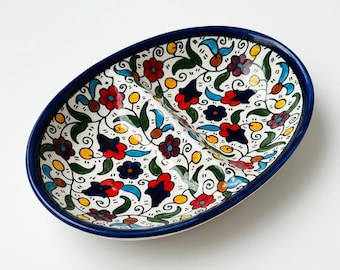 Handmade Palestinian Ceramic Oval  | Made in Palestine | Hand-Painted