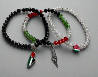 Perlen Armband mit Wassermelonen Anhänger | Palästina solidarisch | Palästinenser Armband