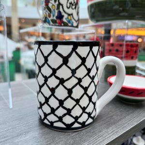 Hand-Painted Palestinian Ceramic Mugs Handmade in Palestine Al-Khalil Hebron Traditional Authentic Art
