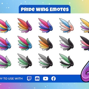 LGBTQ+ Pride Wing Emotes | Animated Emotes for Twitch, Discord, Kick, TikTok | Rainbow Wings | Cute Streamer Emotes | Vibrant Pride Graphics