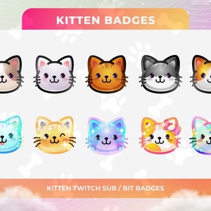 Insignias de suscripción de gato para Twitch/YouTube/Kick/Discord / Insignias de gatito/bit / Insignias de suscripción de Twitch / Insignias de suscriptor / Roles de Discord / Insignias de transmisión