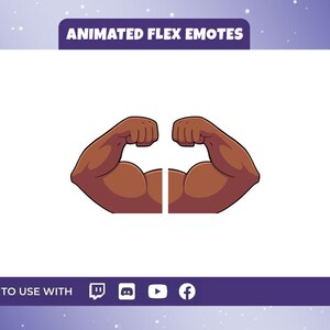 Animated Flex Emote (Black) - Animated Emote - Static Emote - Twitch Emote - Discord Emote -  Funny Emote - Flexing Arm - Flex Biceps