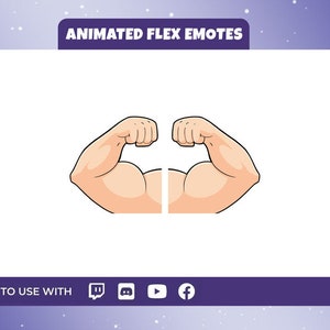 Animated Flex Emote (White) - Animated Emote - Static Emote - Twitch Emote - Discord Emote -  Funny Emote - Flexing Arm - Flex Biceps