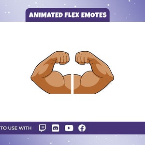 Animated Flex Emote (Brown) - Animated Emote - Static Emote - Twitch Emote - Discord Emote -  Funny Emote - Flexing Arm - Flex Biceps