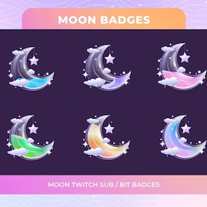 Glass Moon Sub Badges for Twitch/YouTube/Kick/Discord | Bit Badges | Twitch Sub Badges | Subscriber Badges | Discord Roles | Stream Badges