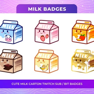 Odznaki Milk Cartons Sub dla Twitch/YouTube/Kick/Discord | Odznaki Bit | Odznaki Twitch Sub | Odznaki Subskrybentów | Role Discord | Odznaki Stream