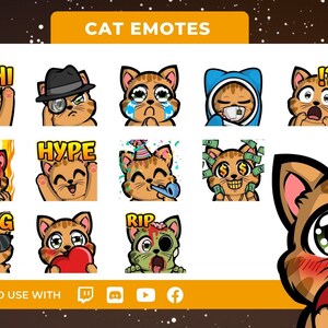 Tabby Cat Emotes 12-pack - Cute Chibi Emotes - Kawaii Emotes - Twitch Emotes - Discord Emotes - Kitten Emotes - YouTube Emotes - Kick Emotes