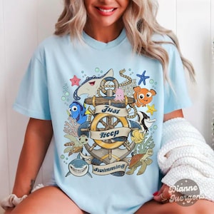 Just Keep Swimming Disney Finding Nemo Shirt, Finding Dory Marlin Crush Squirt Family Vacation 2025, Disney Trip Shirt, Nemo Birthday Boy