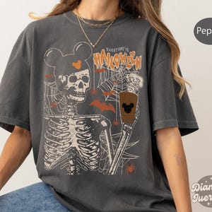 Vintage Skeleton Mickey Ears Coffee T-shirt, Disney Skeleton Sweatshirt, Disney Pumpkin Halloween Tee, Disneyland Stay Spooky Family Trip