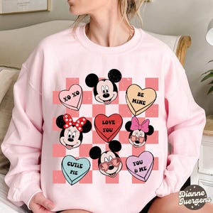 Disney Mickey & Minnie Hearts Sweatshirt, Disneyland Valentines Sweater, Mickey And Friends Valentine Sweatshirt, Valentines Day Sweatshirt
