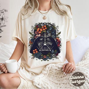 Floral Darth Vader Face Shirt, Star Wars Flowers T-shirt, Hollywood Studios Sweatshirt, Galaxy&#39;s Edge Tee, Walt Disney Gift, Funny girl gift