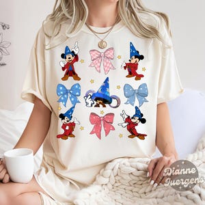 Cartoon Sorcerer T-shirts, Witch Mouse Magic Shirt, Mouse coquette Bows Tees, Magic show, kids Outfits, Cartoon Character Gift, Family trip