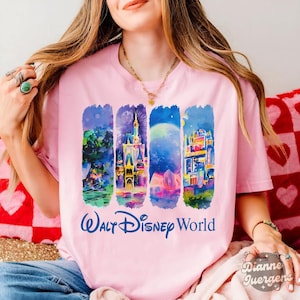 Retro Walt Disneyworld Watercolor Comfort Colors Shirt, Vintage Disneyworld Shirt, Retro Disney Shirt, Magic Castle Shirt, Disney 2025 Trip