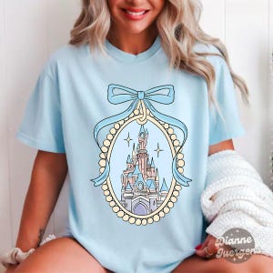 Comfort Color Disney Magical Castle with Blue Coquette Shirt, Magic Kingdom Sweatshirt, Disney Girl Trip 2025, Disneyworld Family shirts