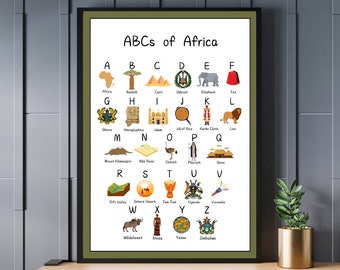 ABC dell'Africa - Poster stampabile - Decorazione per aule e asili nido