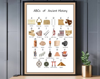 ABC de la historia antigua - Cartel imprimible - Decoración del aula y la guardería