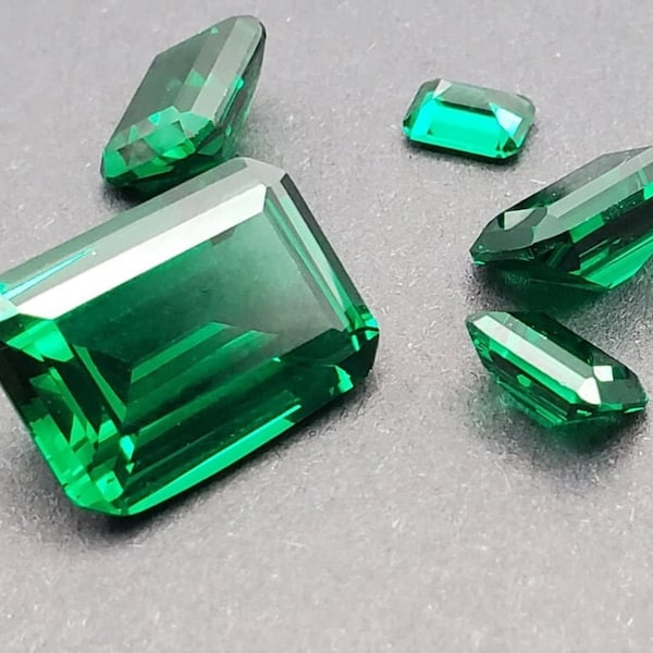 Emerald Green Octagon Step Cut 12 Sizes Available Loose Stones Nanocrystal Gemstones synthetic nanosital crystal Nano Gems