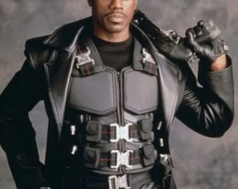 Handmade Blade Wesley Snipes Leather Vest Costume For Halloween Handmade Leather Cosplay