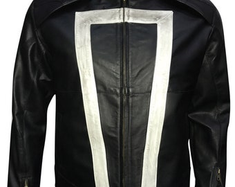Mens Agents Of Shield Ghost Rider Motorcycle Biker Halloween Party Genuine Leather Jacket