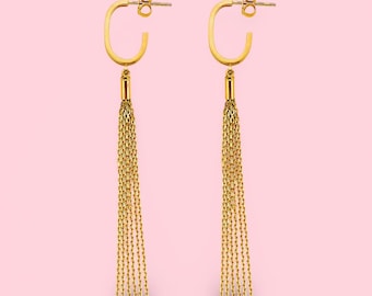 Pendientes colgantes de oro real de 14k / Regalo de cumpleaños / Regalo de cumpleaños / Joyas de oro auténtico / Regalo de aniversario /