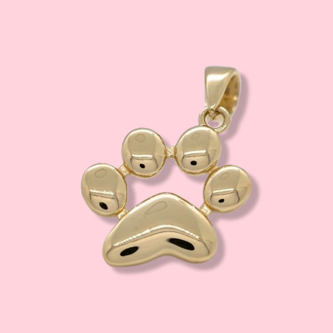 14k Yellow Gold Dog Paw Print Charm Pendant - Polished Solid Gold Necklace Or Bracelet Charm, No Gemstone - View #2