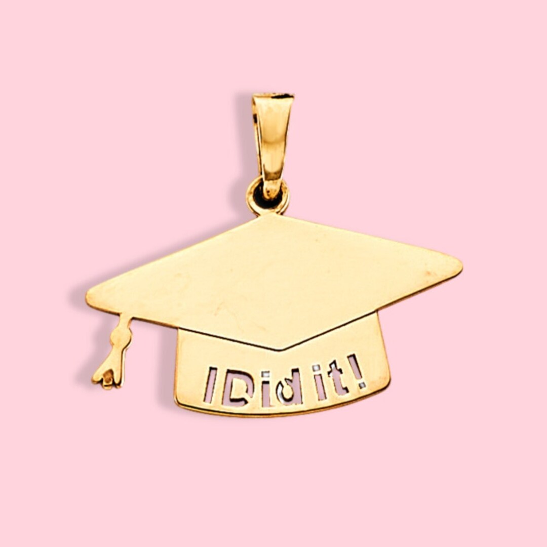Graduation Rings Hat 14k Real Gold Graduation Hat Pendant, Charm | Regalo De Cumpleaños ...